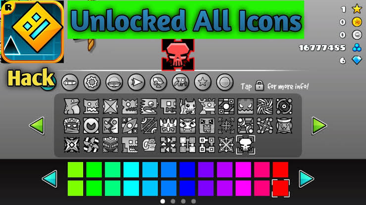 Play Geometry Dash Mod APK Unlocked All Icons